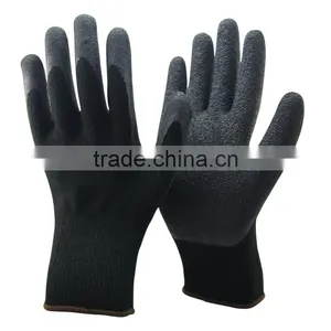 NMSAFETY 10 Gauge Black Nappy Acrylic Latex Coated Winter Safety Gloves thumbnail-1