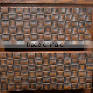 Buffet Console Batik Carved Brown Teak Wood Furniture thumbnail-5