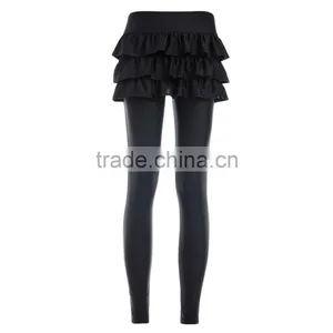 Hot Selling Red Blue Black False Two-piece Pant Legging With Skirt Women's Fashion Leggings With Mini Skirts thumbnail-5