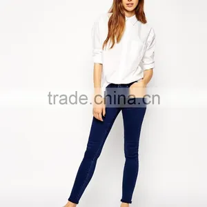 Hot Sale Slim Boyfriend Classic Point Collar White Shirt With Pleat Detail Back thumbnail-4