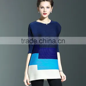Custom Fashion Lady Three Colors Matching Loose Pleated Dress thumbnail-2