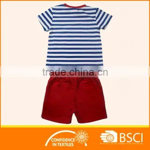 Baby Boy Summer Navy Stripe T Shirt& Red Short Clothing Set thumbnail-2