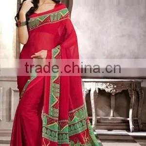 Classical Chiffon Saree in 4 Color thumbnail-4