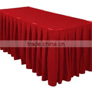 17ft Accordion Pleat Polyester Table Skirt Red thumbnail-1