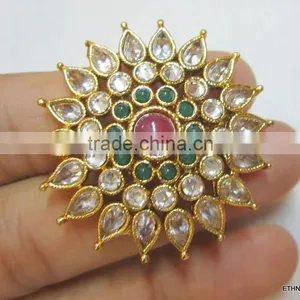 POLKI Crystal GOLD COCKTAIL FINGER Ring thumbnail-2