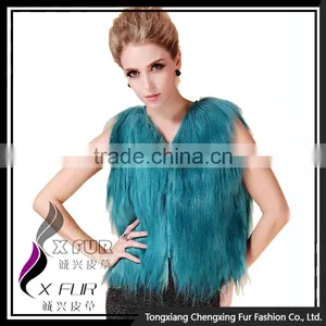 CX-G-B-199B Long Hair 2016 New Genuine Goat Fur Vest thumbnail-1
