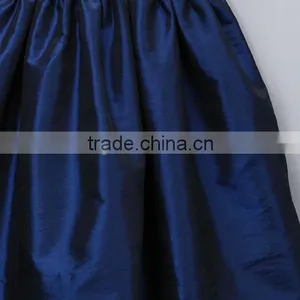 Baby Hand Smocked Peter Pan Collar Short Puff Sleeve Navy Blue Dress Party Dress for Kids Clothing thumbnail-3