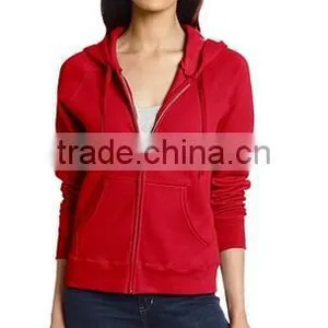 New Design Women's Ribbed-knit Cuffs and Hem Fleece Sweatshirts Zipper With Hood thumbnail-5
