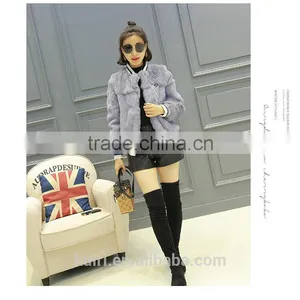Real Fur Coat For Women Rabbit Fur Baseball Uniform Winter Short Jacket Thick Warm Casual Loose Outwear Genuine Fur Coat Female thumbnail-1