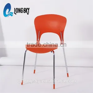 LS-4013 High Quality Wholesale PP Stacking Plastic Chair for Sale Plastic Dining Chair With Metal Legs thumbnail-3