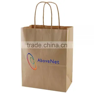 USA Made Natural Kraft Shopping Bag - Dimensions Are 8" x 4.75" x 10.5" and Comes With Your Logo. thumbnail-1