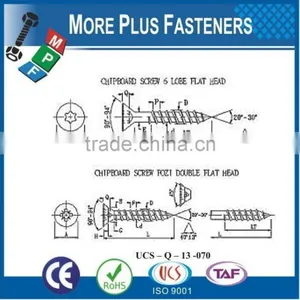 Made in Taiwan Chipboard Screw Particle Board Screw Gympsum Board Screw Pozi Drive Countersunk Head Six Lobe Recess Torx Drive thumbnail-3