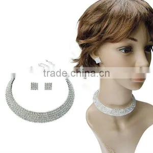Bridal Costume Jewelry Sets Zircon Crystal Jewelry Sets Vintage Necklace n Stud Earring Jewelry Set Wholesale Manufacturer thumbnail-1