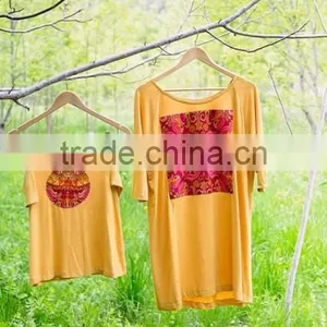 Family Matching Clothing Yellow Cotton Digitalprint Fancy Dress thumbnail-4