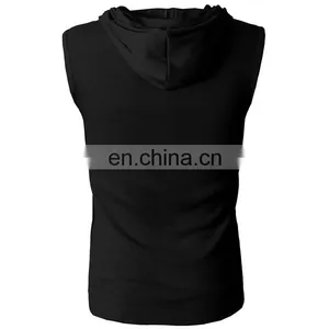 Custom Fitness Plain Men Sleeveless Hoodie thumbnail-1