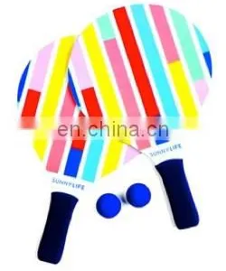 Classic Beach Paddleball Racquet Set With 2 Balls, 2 Thick Water Resistant Wooden Rackets, 1 Reusable Net Bag thumbnail-1