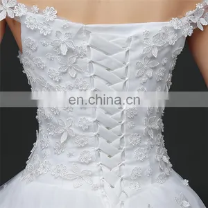 HS1610 Latest Applique Off Shoulder Long Train Bridal Gown Wedding Dress 2017 thumbnail-5