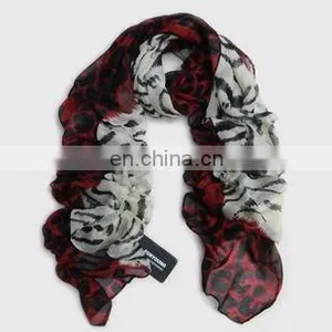 Fashion Zebra Red Leopard Print Scarf thumbnail-1