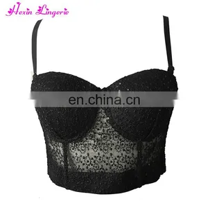 Paypal Accept Black Sequins Adjustable Straps Underwear Women Stylish Sexy New Style Bra thumbnail-1