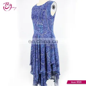Crew Neck Sleeveless Asymmetric Hem Lady Fashion Dress thumbnail-2