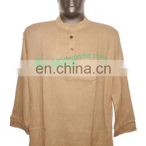 Full Sleeve Long Khadi Yoga Kurta, Size : Chest 46 x Height 34 Inches (medium, Also Available Large, Extra Large) thumbnail-2