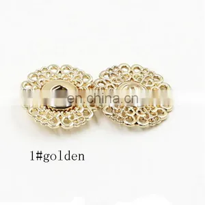 Snap Buttons 15/18/21/25/30mm Fasteners Press Stud Invisible Metal Flower Shiny Gold Buttons thumbnail-1