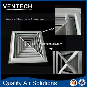 Aluminum Air Terminals Return Air Back X Structure Square Ceiling 4 Way Diffuser thumbnail-2
