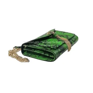 Hot Sale Women Sling Metal Chain Shoulder Handbags High Quality Snake Skin Pattern Crossbody Bags thumbnail-2