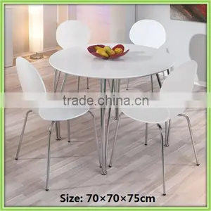 New Design 4 Seater European Style White Round Dining Room Set thumbnail-1