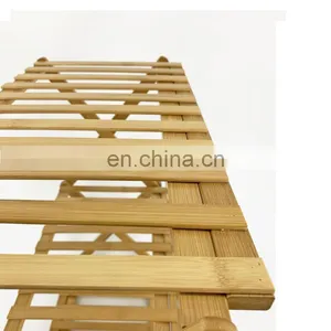 Bamboo Bathroom Rack Shelf Customized Wholesale 3 Tiers Foldable Bamboo Storage Holder thumbnail-4