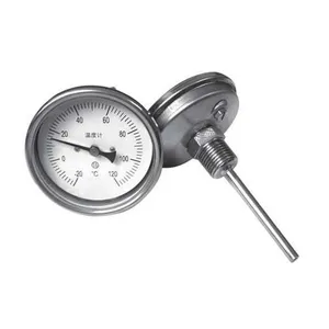 OEM Stainless Steel Industrial Temperature Gauge Bimetal Thermometer Axial Type -80℃-+600℃ 100mm thumbnail-1