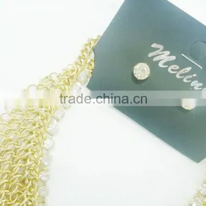 FACHION CHUNKY JUMP RING CHAIN RHINESTONE NECKLACE EARRING SET thumbnail-3