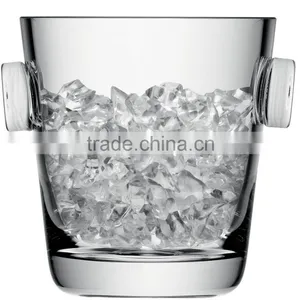 Blown Manufacture Clear Transparent Krosno Glass Wine Cooler Ice Bucket With Handle Crystal Home and Bar Decor Favor thumbnail-1