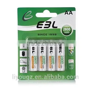 EBL 4 Pack AA 2800mAh Super Capacity Ni-MH Rechargeable Batteries, New Retail Package thumbnail-1