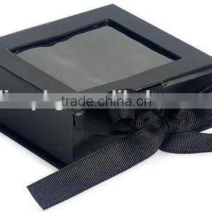 Eco-friendly Custom Black Small Gift Box With Transparent Window thumbnail-1