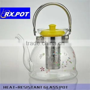 Hot Selling Customized Transparent Glass Teapot With Stainless Steel Infuser/Filter/Strainer thumbnail-2