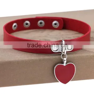 Women Favorite Leather Punk Heart Ring Collar Choker Funky Necklace Ladies Gift thumbnail-1