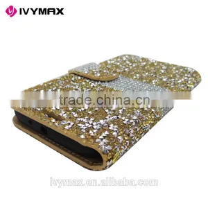 IVYMAX Luxury Glitter Bling Crystal Diamond PU Leather Wallet Case For Samsung Galaxy S7 Card Slots Cover thumbnail-4