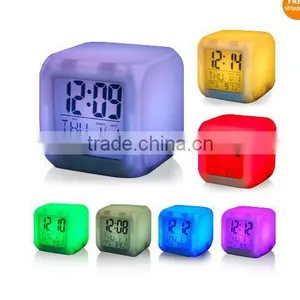 7 LED Color Change PVC Digital Alarm With Thermometer Clock thumbnail-1