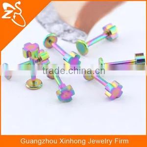 Rainbow Magnetic Body Flat 316l Stainless Steel Lip Piercing Jewelry thumbnail-3