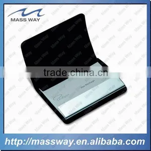 Fashion High Quality Business ID Metal Genuine Leather Business Card Holder thumbnail-1