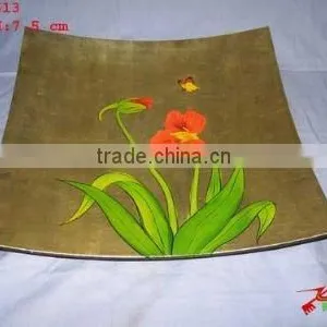 Hand-drawing Gold Silver-leaf Square Curved Plate thumbnail-1