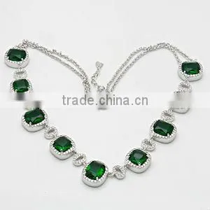 925 Silver Rhodium Plated Green Glass Sets thumbnail-2