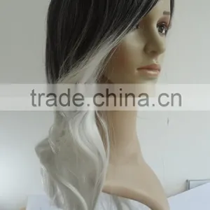 New Arrival Fashion Style Ombre Celebrity Curly Wig Cheap Wigs Two-Tone Female Elegant Wavy Synthetic Wigs for African American thumbnail-2