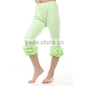 Wholesale Baby Girls Organic Cotton Comfortable Greeen Ruffle Pants for Boutique Girl Fall Wear Baby Clothes thumbnail-3