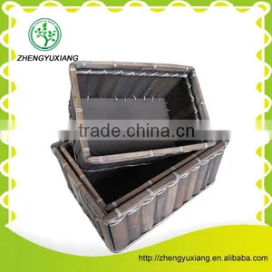 Antique Rectangle Shape Woven Bamboo Basket thumbnail-1
