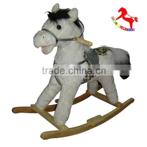 74*30*58cm ASTMF963 Lovely White Customized Stuffed Plush Children Rocking Horses Mouth and Tail Moved thumbnail-1