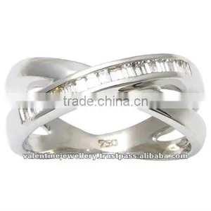 Fashion Rings Wholesale, Girls Designer Diamond Rings Online, Crossed Gold Diamond Rings thumbnail-1