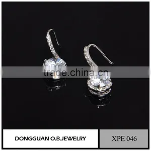 Top Quality Wedding Jewelry Real Silver Plating Diamond Hook Earring For Women thumbnail-3