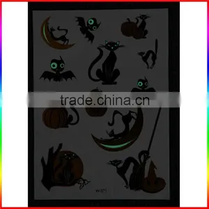 Popular Halloween Eco Friendly Removable Customized Glow in the Dark Body Tattoo Sticker thumbnail-1
